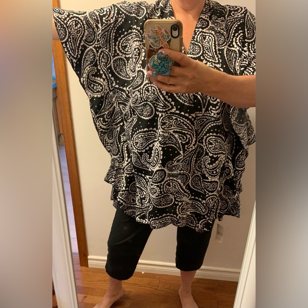 Black and White Paisley Women's cardigan cover-up Top